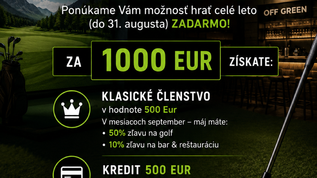 „Hraj celé leto zadarmo. Len v OFFGREEN.“